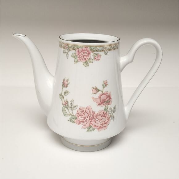 Vintage Crown Ming Fine China 7.5" Teapot Christina Rose w/ gold trim (No Lid) - Picture 1 of 7